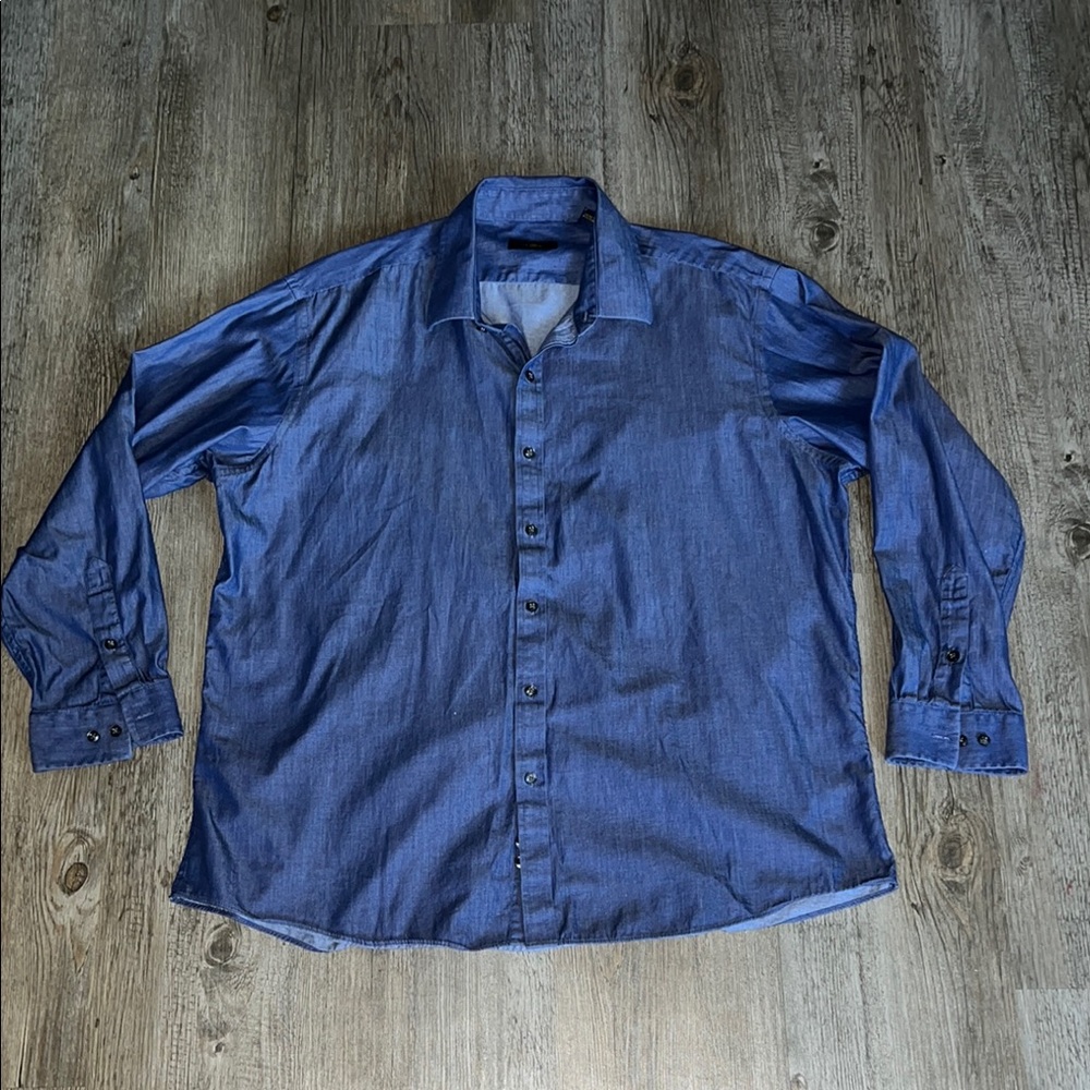 Club Room Denim Blue Regular Fit Shirt 18(34/35)